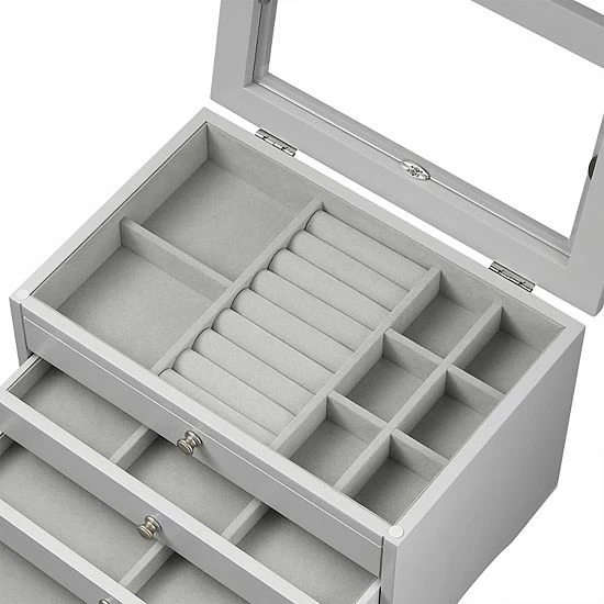 Buy ✨ Unbranded Elegant Grey Lift Top Jewelry Box ❤️ - Image 3
