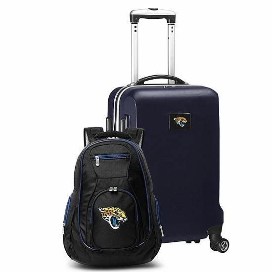 Budget 🎉 Unbranded Jacksonville Jaguars Deluxe Hardside Spinner Carry-On & 🎒 Backpack Set Jag Pink 🔔 - Image 9