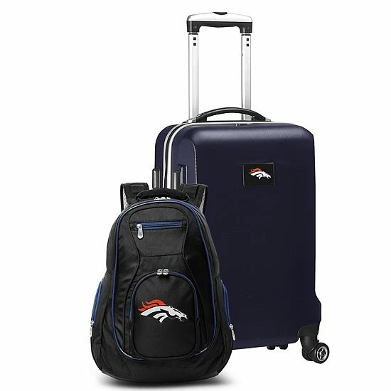 Best Pirce ✔️ Unbranded Denver Broncos Deluxe Hardside Spinner Carry-On & 🎒 Backpack Set Den Navy 🔔 - Image 8