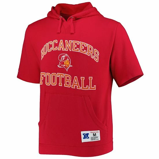 Deals ❤️ Unbranded Men's Mitchell & Ness Scarlet Tampa Bay Buccaneers Washed Short Sleeve Pullover Hoodie 😀 - Image 3