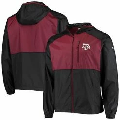 Coupon 🤩 Unbranded Men's Columbia Black/Maroon Texas A&M Aggies Flash Forward Hoodie Full-Zip Windbreaker Jacket 🛒