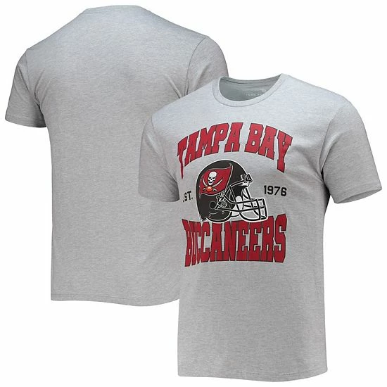 Outlet 🎁 Unbranded Men's Junk Food Heathered Gray Tampa Bay Buccaneers Helmet T-Shirt 🤩 - Image 2