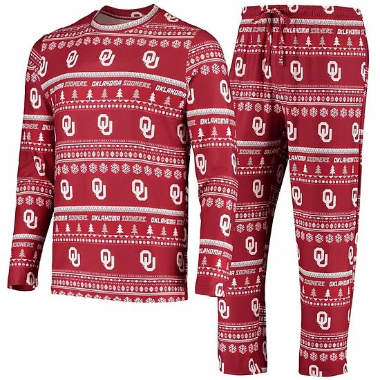 Buy ๐ฅฐ Unbranded Men's Concepts Sport Crimson Oklahoma Sooners Ugly Sweater Knit Long Sleeve Top And Pant Set ๐ฅ - Image 2