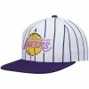Deals 👍 Unbranded Men's Mitchell & Ness White Los Angeles Lakers Hardwood Classics Pinstripe Snapback Hat 🔥