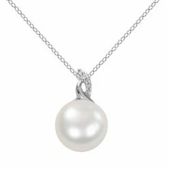 Outlet ✨ Unbranded Sterling Silver Freshwater Cultured Pearl And Diamond Accent Pendant 🎉