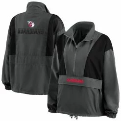 Promo 🎁 Unbranded 👩 Women's WEAR By Erin Andrews Charcoal Cleveland Guardians Packable Half-Zip Jacket ✔️