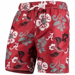 Deals 🌟 Unbranded Men's Wes & Willy Crimson Alabama Crimson Tide Floral Volley Swim Trunks 🧨