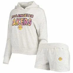 Top 10 🔥 Unbranded 👩 Women's Concepts Sport Cream Los Angeles Lakers Crossfield Long Sleeve Hoodie Top & Shorts Sleep Set 🎁