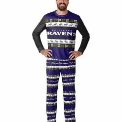 Best deal 🧨 Unbranded Men's FOCO Purple Baltimore Ravens Team Ugly Pajama Set 🔥