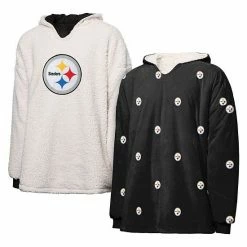 Flash Sale 🛒 Unbranded 👩 Women's FOCO Black/White Pittsburgh Steelers Repeat Print Reversible Hoodeez 🌟