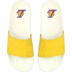 Best Pirce 🔥 Unbranded 👩 Women's FOCO Los Angeles Lakers Script Wordmark Slide 🩴 Sandals 💯