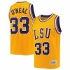 New 🛒 Unbranded Men's Original Retro Brand Shaquille O'Neal Gold LSU Tigers Commemorative Classic 🏀 Basketball Jersey 💯
