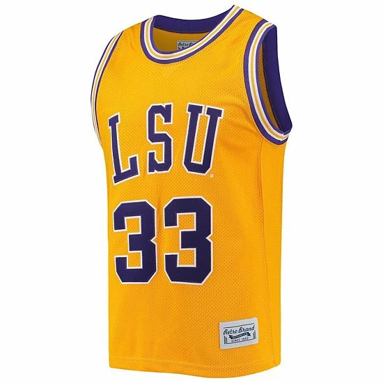 New 🛒 Unbranded Men's Original Retro Brand Shaquille O'Neal Gold LSU Tigers Commemorative Classic 🏀 Basketball Jersey 💯 - Image 3
