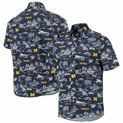 Buy 💯 Unbranded Men's Reyn Spooner Navy Michigan Wolverines Classic Button-Down 👚 Shirt ✨