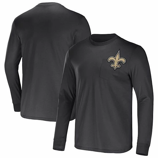 Hot Sale ⌛ Unbranded Men's NFL X Darius Rucker Collection By Fanatics Charcoal New Orleans Saints Team Long Sleeve T-Shirt ✔️ - Image 2