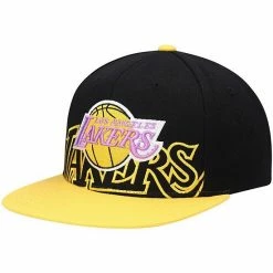 Wholesale ✔️ Unbranded Men's Mitchell & Ness Black/Gold Los Angeles Lakers Hardwood Classics Low Big Face Snapback Hat 😀