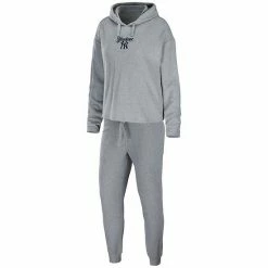 Hot Sale ✨ Unbranded 👩 Women's WEAR By Erin Andrews Heather Gray New York Yankees Logo Pullover Hoodie & Pants Sleep Set 👏