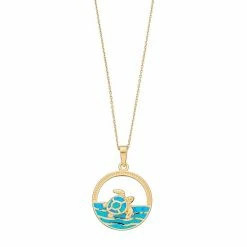 Best reviews of ⭐ Unbranded 14k Gold Over Silver Lab-Created Blue Opal Turtle & Sea Pendant 🎉