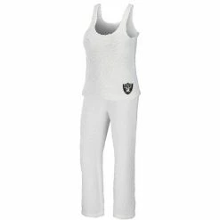Wholesale 🎁 Unbranded 👩 Women's WEAR By Erin Andrews Cream Las Vegas Raiders Cozy Scoop Neck Tank Top & Pants Sleep Set ❤️