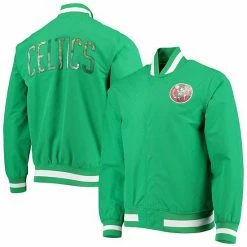 Coupon 💯 Unbranded Men's Boston Celtics Kelly Green Mitchell & Ness Hardwood Classics 75th Anniversary Authentic Warmup Full-Snap Jacket 🤩
