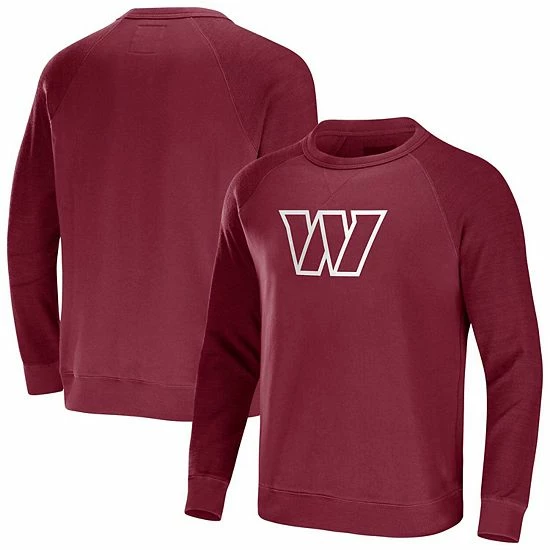 Promo ✨ Unbranded Men's NFL X Darius Rucker Collection By Fanatics Burgundy Washington Commanders Raglan Fleece Pullover Sweatshirt 🛒 - Image 2