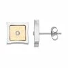 Hot Sale ✔️ Unbranded Men's Two Tone Stainless Steel Diamond Accent Square Stud Earrings 💯