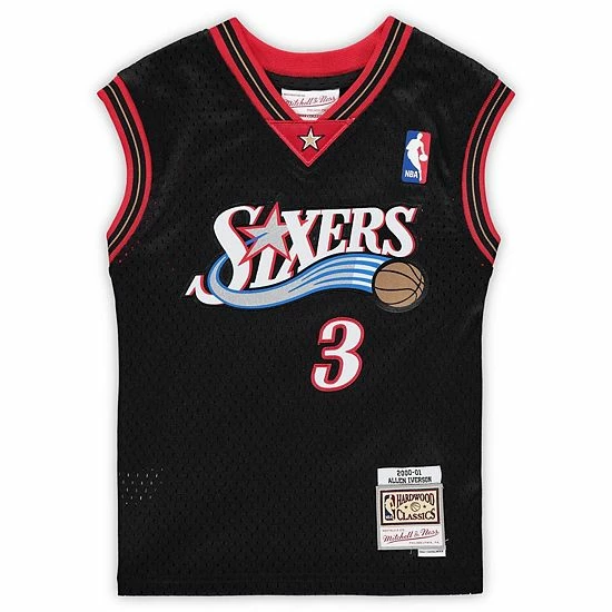 Flash Sale ❤️ Unbranded Preschool Mitchell & Ness Allen Iverson Black Philadelphia 76ers 2000-2001 Hardwood Classics Throwback Team Jersey 🔥 - Image 3