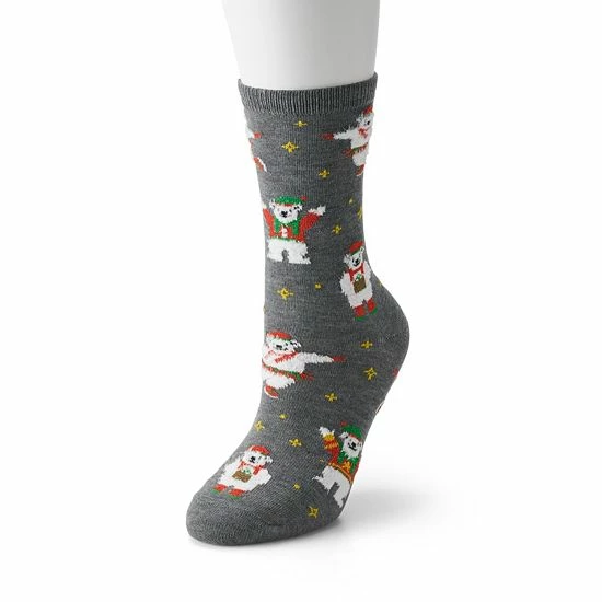 Hot Sale ✔️ Unbranded 👩 Women's Holiday Novelty Crew 🧦 Socks Gray Heather 🤩