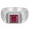 Cheapest 🥰 Unbranded Men's Sterling Silver Lab-Created Ruby & Diamond Accent Ring 🎁