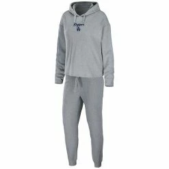 Outlet ❤️ Unbranded 👩 Women's WEAR By Erin Andrews Heather Gray Los Angeles Dodgers Logo Pullover Hoodie & Pants Sleep Set 🛒