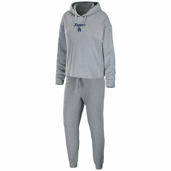 Outlet ❤️ Unbranded 👩 Women's WEAR By Erin Andrews Heather Gray Los Angeles Dodgers Logo Pullover Hoodie & Pants Sleep Set 🛒 - Image 2