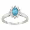 Deals 🔥 Unbranded Sterling Silver Blue & White Topaz Halo Ring 🛒