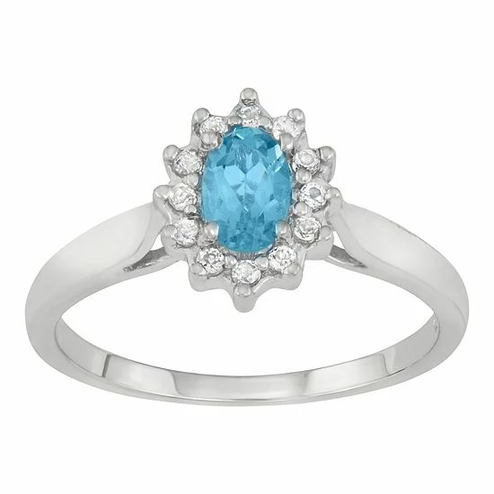 Deals ๐ฅ Unbranded Sterling Silver Blue & White Topaz Halo Ring ๐