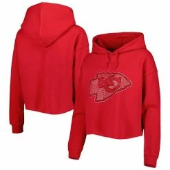 Budget 👏 Unbranded 👩 Women's Cuce Red Kansas City Chiefs Crystal Logo Cropped Pullover Hoodie 🔔