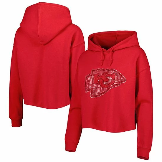Budget ๐ Unbranded ๐ฉ Women's Cuce Red Kansas City Chiefs Crystal Logo Cropped Pullover Hoodie ๐