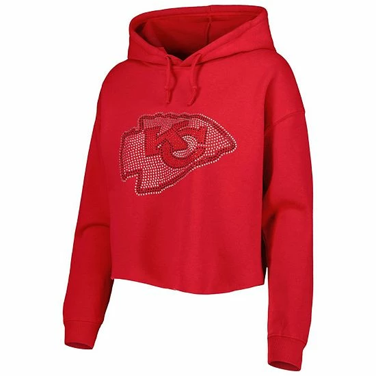 Budget ๐ Unbranded ๐ฉ Women's Cuce Red Kansas City Chiefs Crystal Logo Cropped Pullover Hoodie ๐ - Image 3