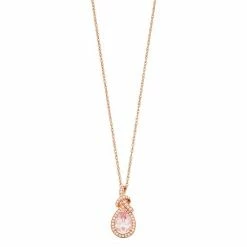 Wholesale 🌟 Unbranded 14k Rose Gold Over Silver Simulated Morganite & Lab-Created White Sapphire Teardrop Pendant Necklace 👍