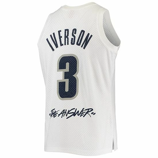 Cheapest 😀 Unbranded Men's Mitchell & Ness Allen Iverson White Georgetown Hoyas The Answer Replica Jersey 🎁 - Image 4