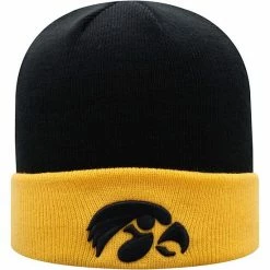 Outlet 👏 Unbranded Men's Top Of The World Black/Gold Iowa Hawkeyes Core 2-Tone Cuffed Knit Hat 🧨