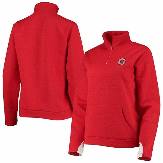 Discount 🛒 Unbranded 👩 Women's Gameday Couture Scarlet Ohio State Buckeyes Embossed Quarter-Zip Jacket 🛒 - Image 2