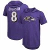 New 🌟 Unbranded Men's Majestic Threads Lamar Jackson Purple Baltimore Ravens Player Name & Number Tri-Blend Hoodie T-Shirt 🔥