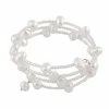 Outlet ✨ Unbranded Freshwater Cultured Pearl Triple Row Coil Bangle Bracelet White ⭐