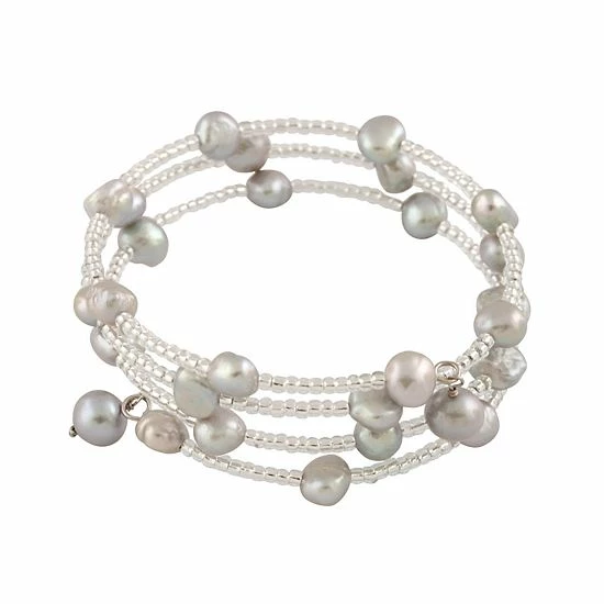 Outlet ✨ Unbranded Freshwater Cultured Pearl Triple Row Coil Bangle Bracelet White ⭐ - Image 2