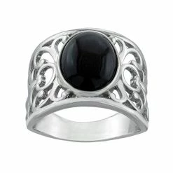 Wholesale 🎉 Unbranded Sterling Silver Onyx Wide Band Ring 🔥