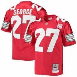Buy 🛒 Unbranded Men's Mitchell & Ness Eddie George Scarlet Ohio State Buckeyes 1995 Authentic Throwback Football Jersey ✨
