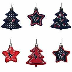 Promo ⌛ Unbranded Houston Texans Six-Pack Shatterproof Tree And Star Ornament Set 🌟