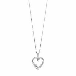 Brand new 👍 Unbranded Diamond Splendor Sterling Silver Crystal Open Heart Pendant Necklace 🔥