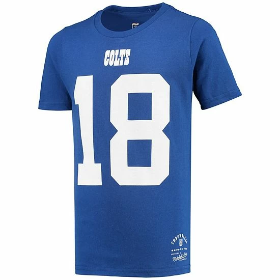 Outlet 🥰 Unbranded Youth Mitchell & Ness Peyton Manning Royal Indianapolis Colts Retired Player Retro Name & Number T-Shirt 👍 - Image 3