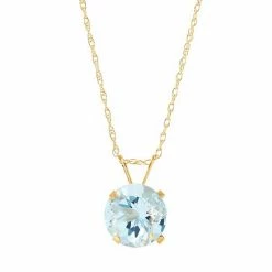 Discount ⌛ Unbranded 10k Gold Aquamarine Solitaire Pendant Necklace ⌛