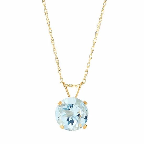 Discount ⌛ Unbranded 10k Gold Aquamarine Solitaire Pendant Necklace ⌛
